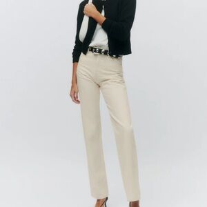 Reformation Abby High Rise Straight Jeans - Cream